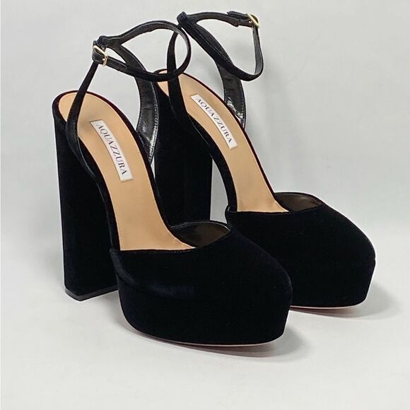 Aquazzura So High Velvet Platform Pumps size 39.5 - Picture 9 of 12